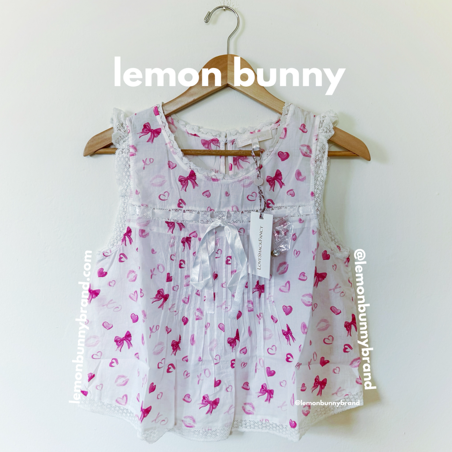 LoveShackFancy Valentine's Day Sprouse Cotton PJ Set in Rosey Dream, Size S
