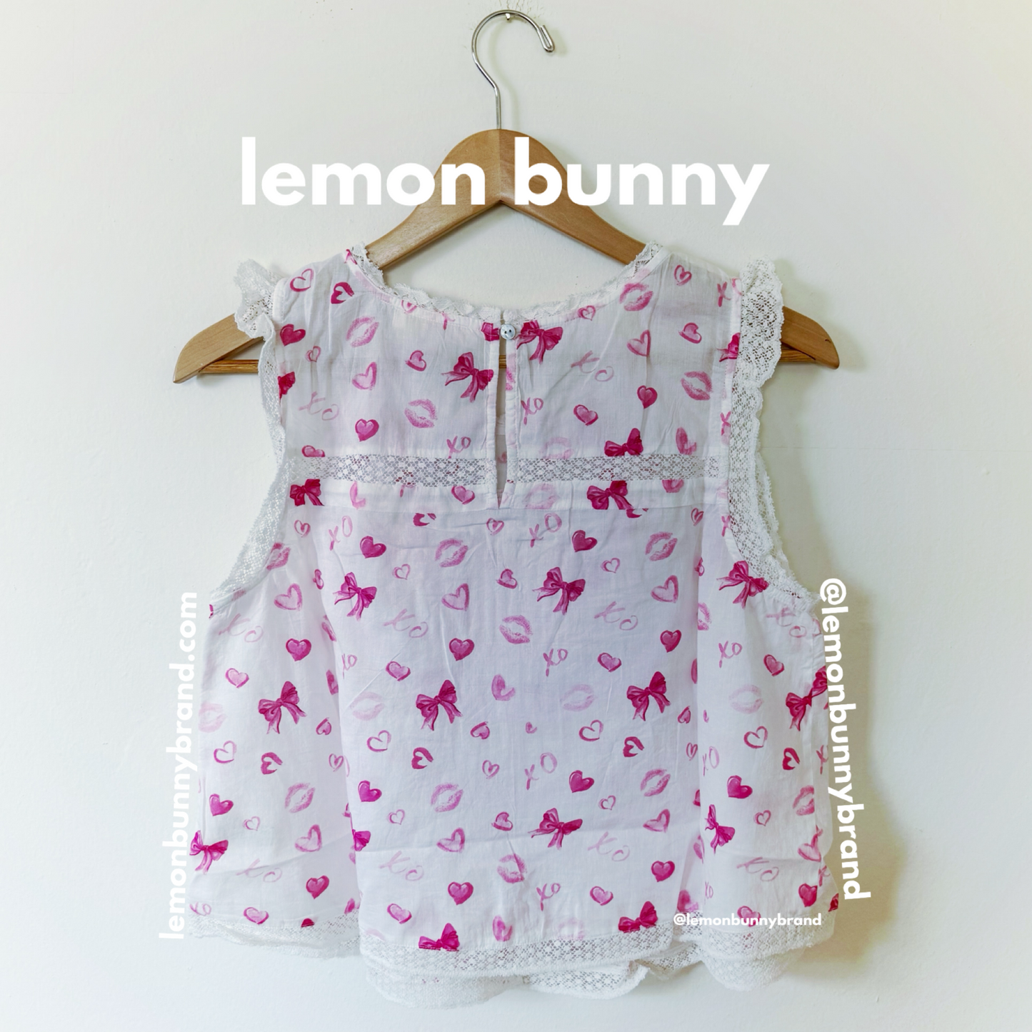 LoveShackFancy Valentine's Day Sprouse Cotton PJ Set in Rosey Dream, Size S