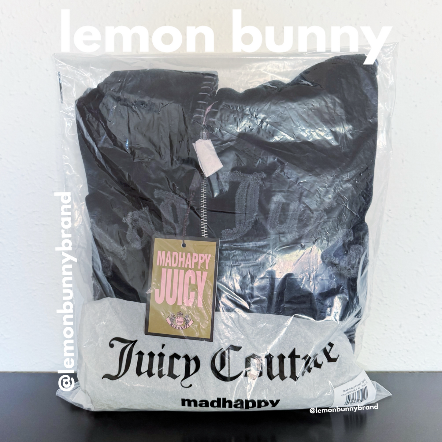 Madhappy x Juicy Couture Velour Zip Up in Black, Size XS