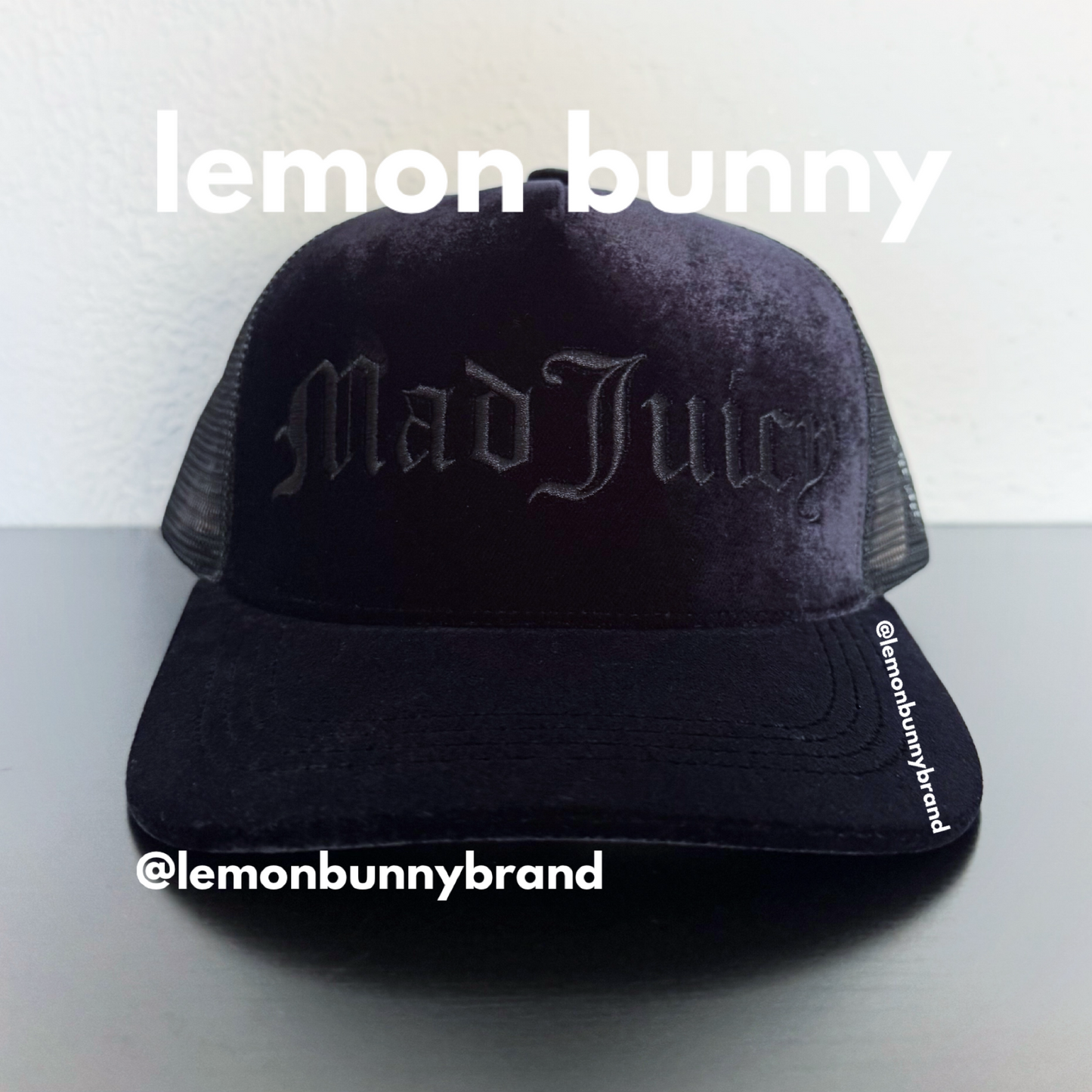 Madhappy x Juicy Couture Velour Trucker Hat in Black, One Size