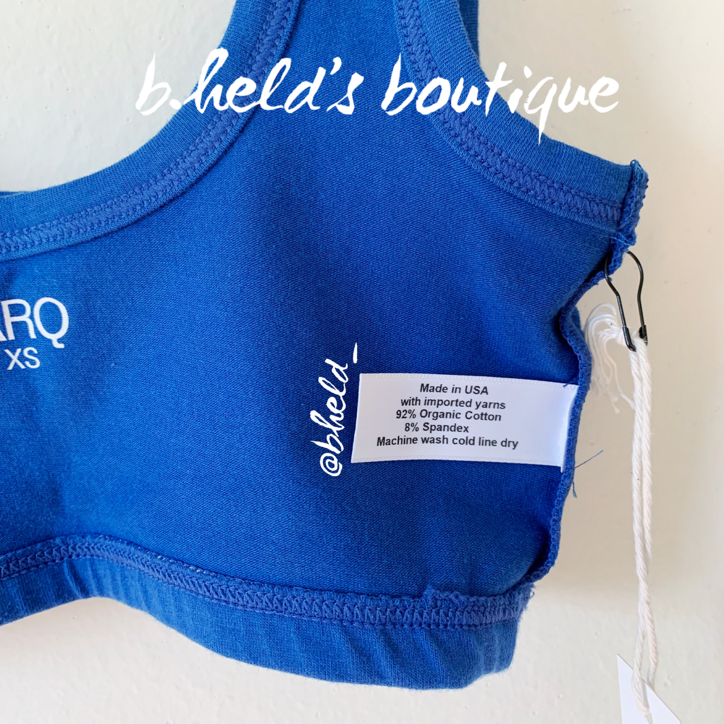ARQ Wide Strap Bra in Cobalt, Size XS