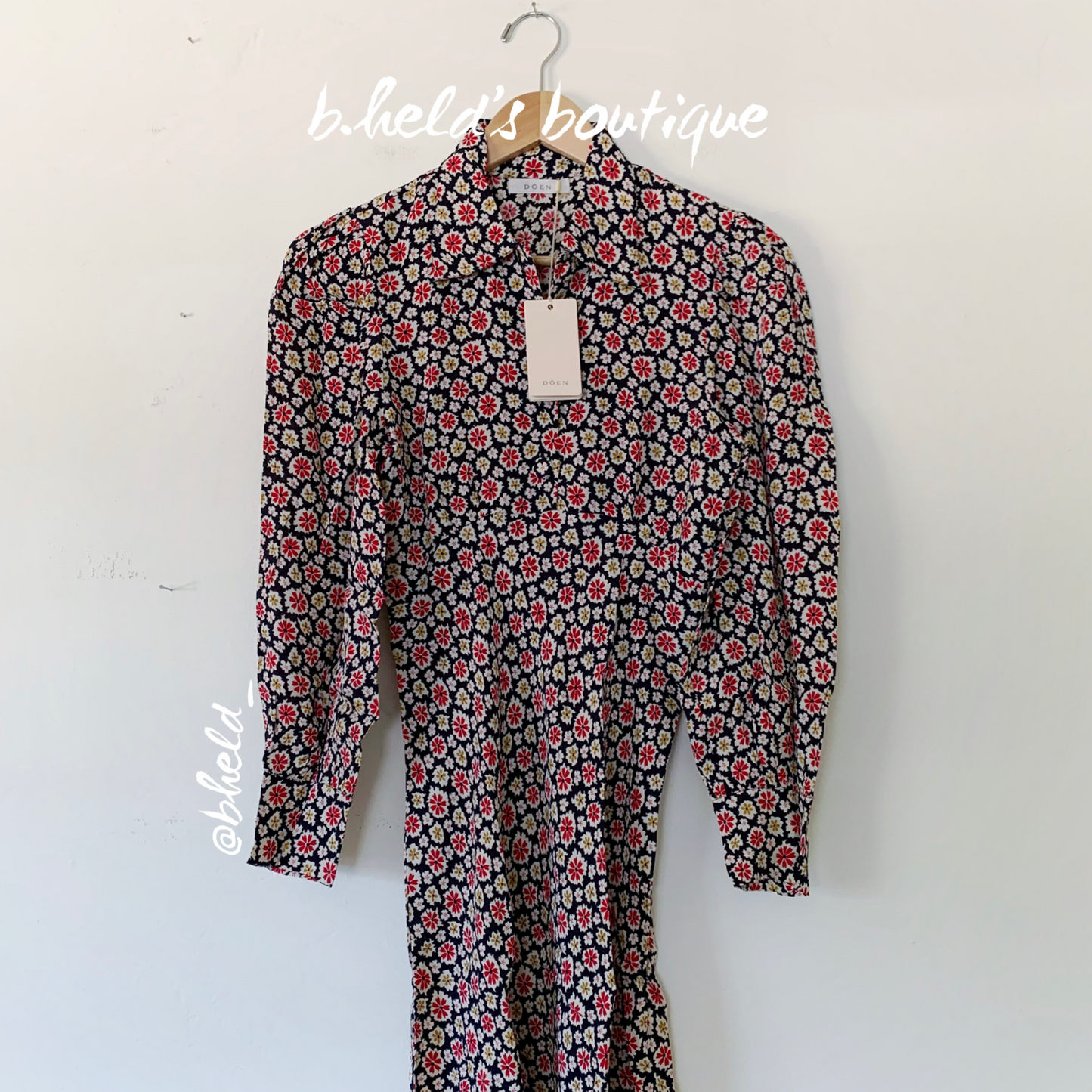 Dôen Eliot Dress in Navy Bellflower Blossom, Size XS