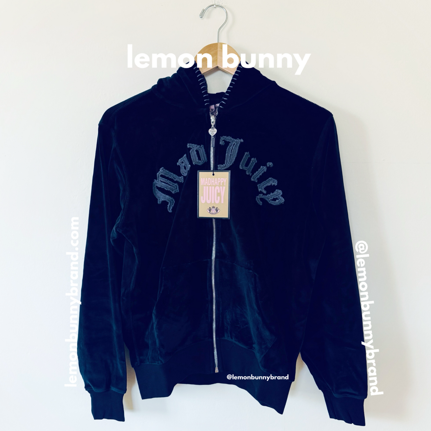 Madhappy x Juicy Couture Velour Zip Up in Black, Size XS