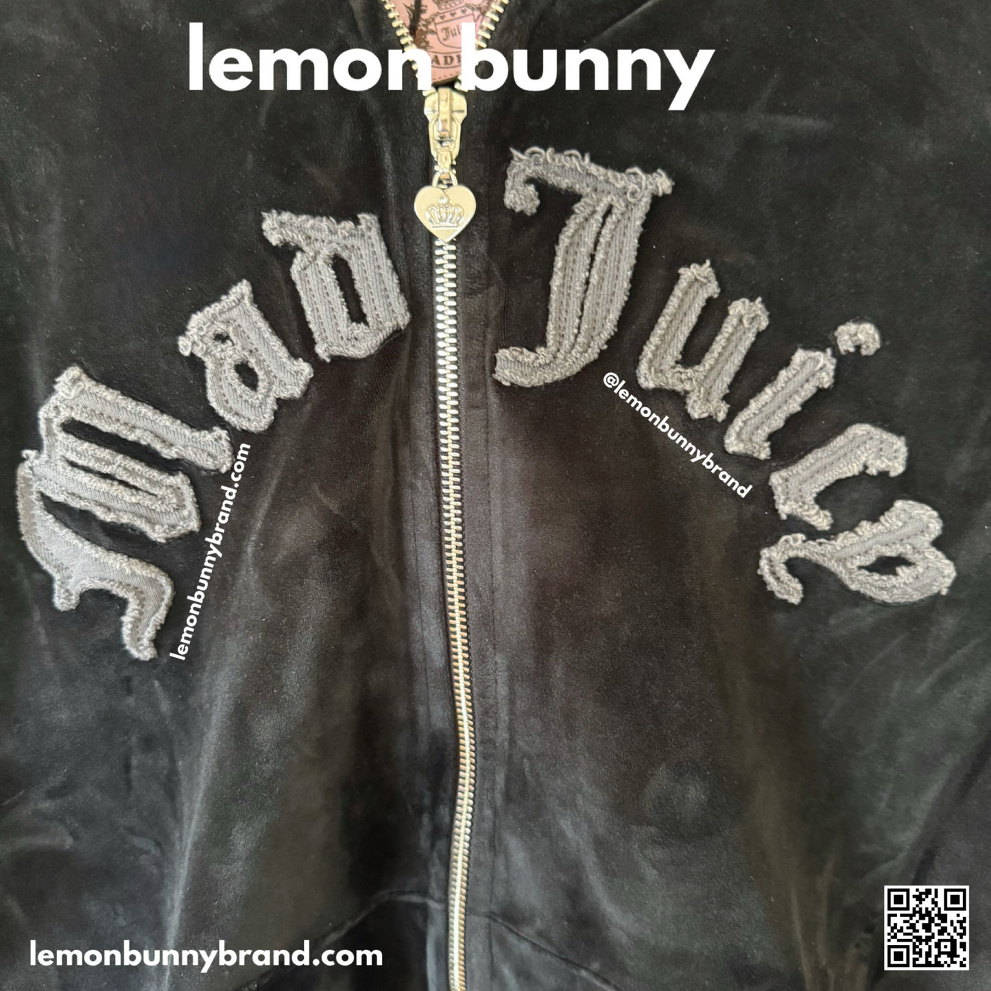Madhappy x Juicy Couture Velour Zip Up in Black, Size XS