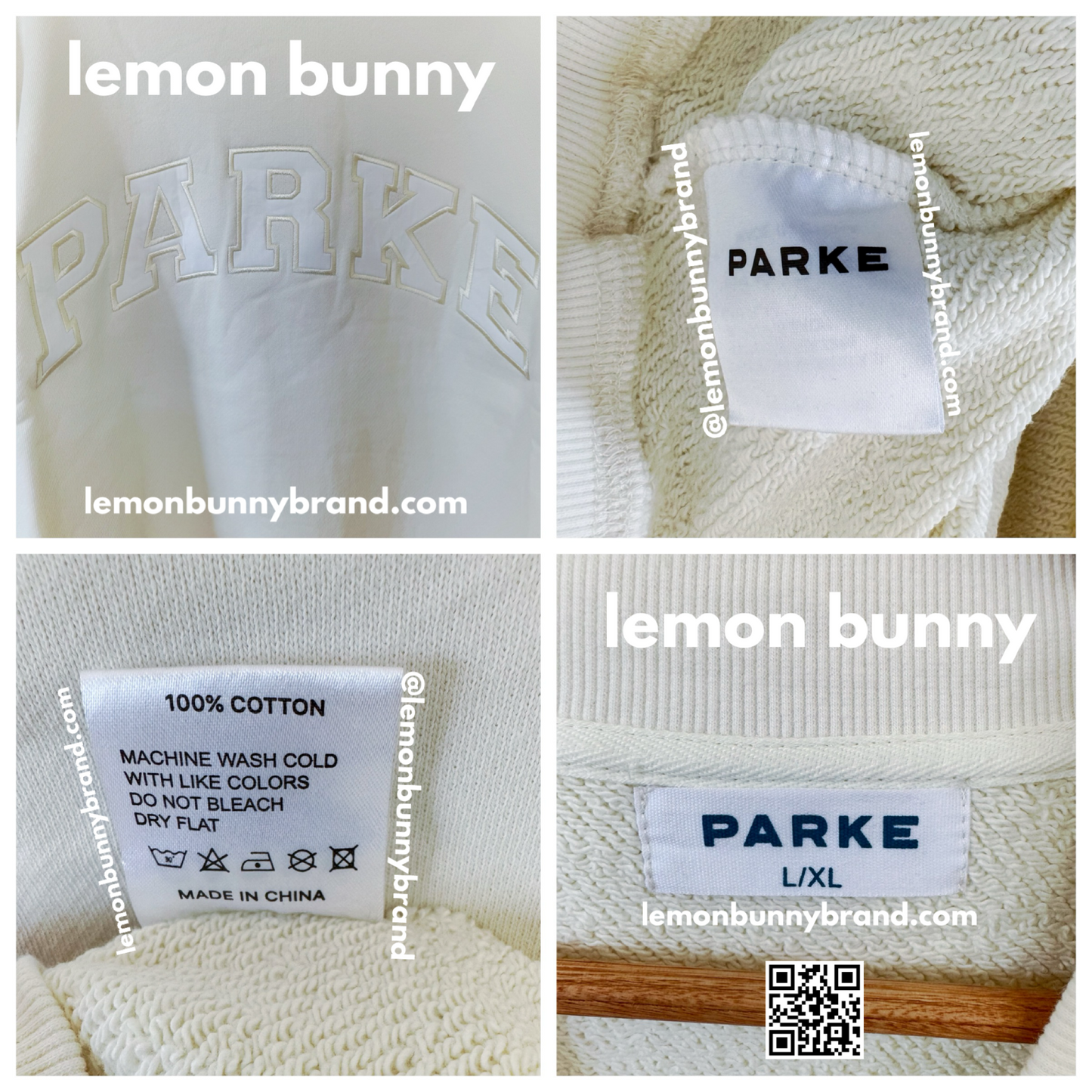 PARKE Heritage Bridal Varsity Mockneck in Cream, Size L/XL