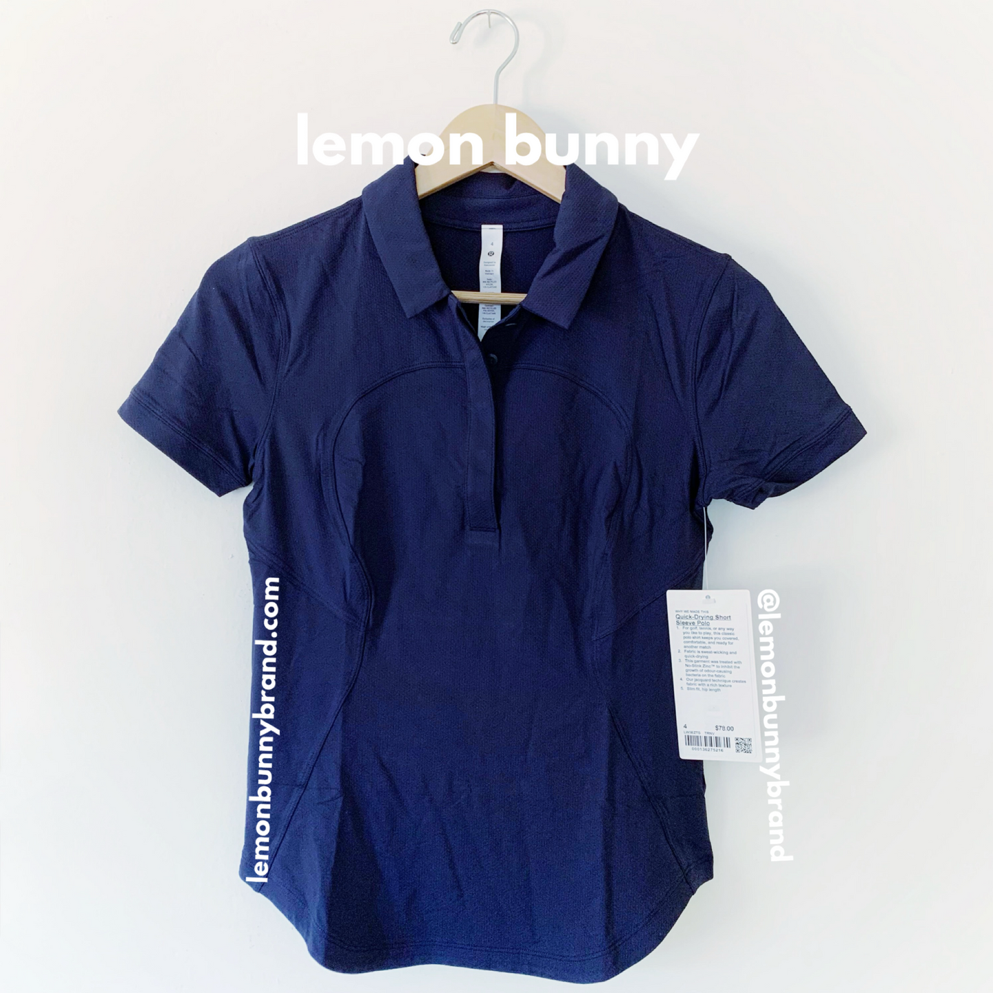 lululemon Quick-Drying Short Sleeve Polo Shirt in True Navy, Size 4