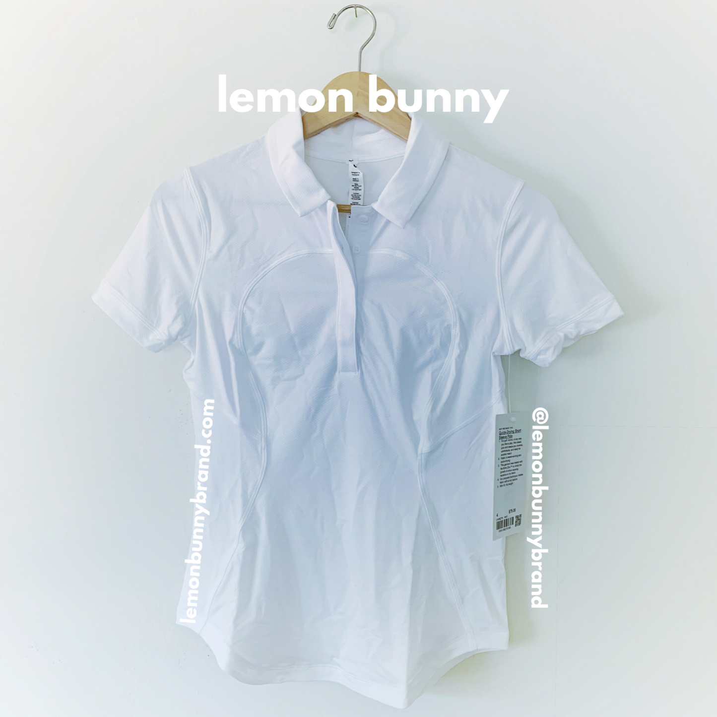lululemon Quick-Drying Short Sleeve Polo Shirt in White, Size 4