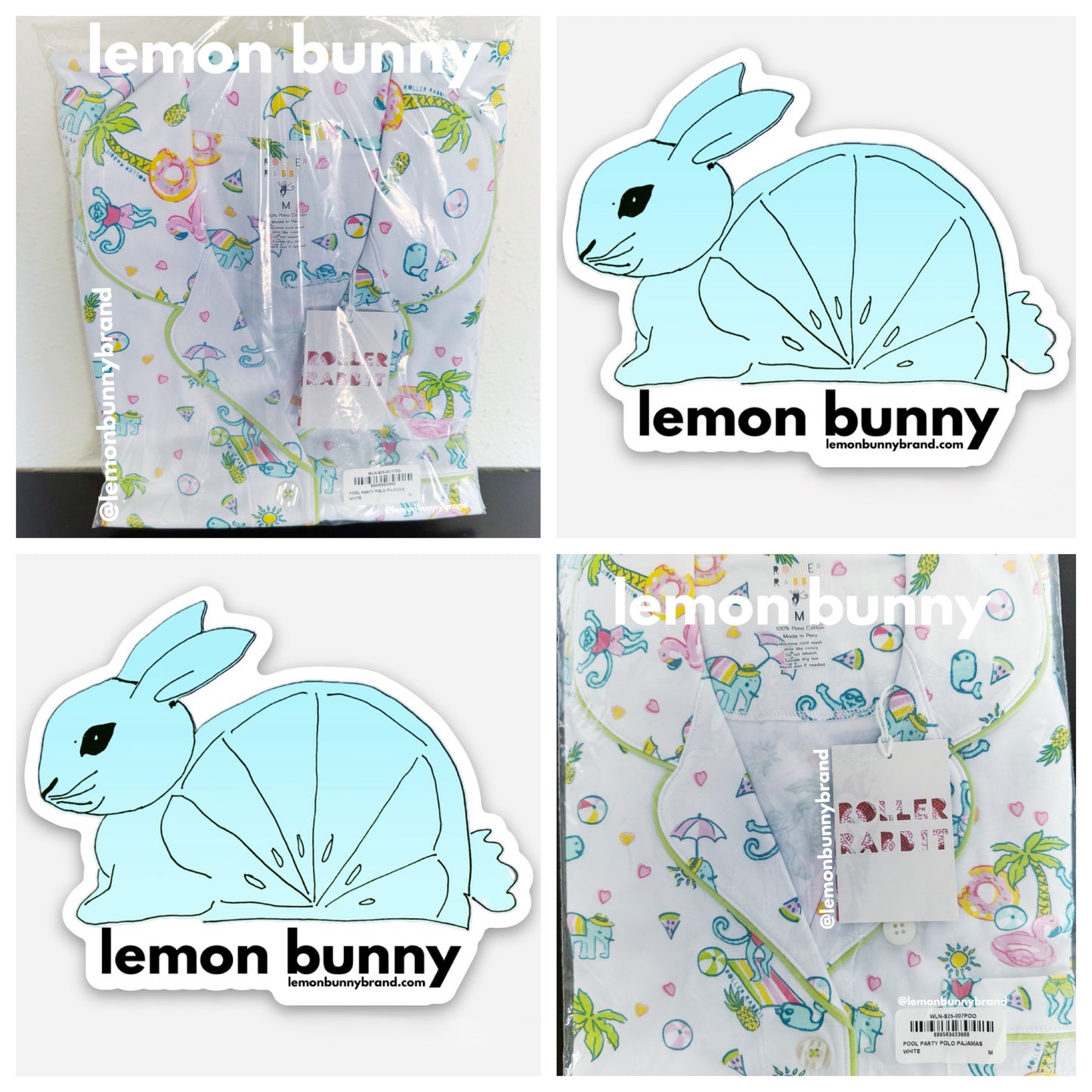 Roller Rabbit Pool Party Polo Pajamas in White, Size M (Version 1)