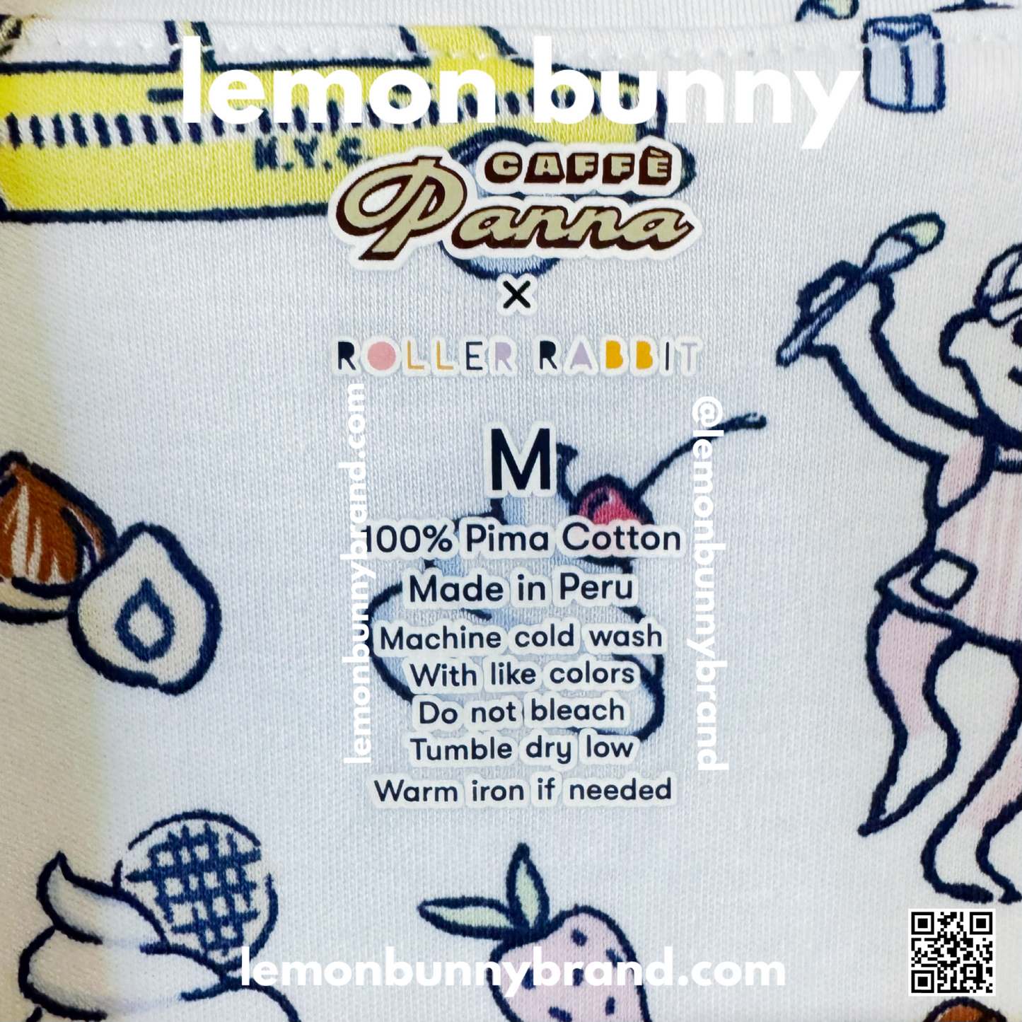Roller Rabbit x Caffè Panna Dulce De Monkey Polo Pajamas in Pistachio, Size M