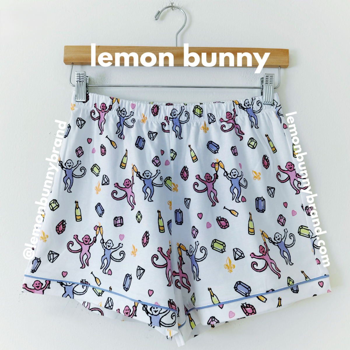 Roller Rabbit Cheery Monkey Polo Pajamas in White, Size XS
