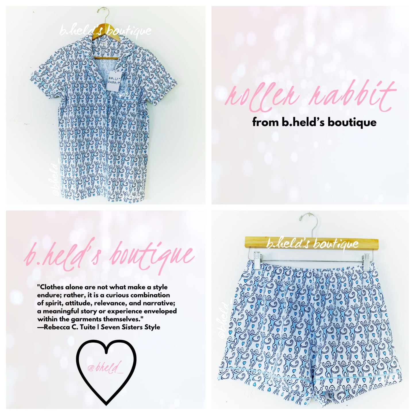 Roller Rabbit Lovely Monkey Polo Pajamas in Powder Blue/Navy, Size S