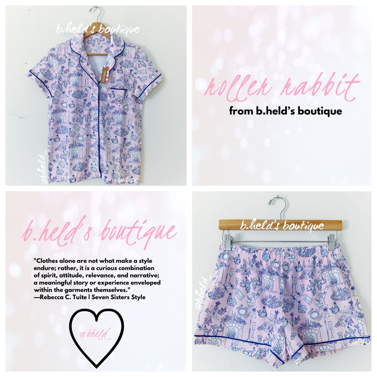 Roller Rabbit Party Toile Polo Pajamas in Pink, Size S