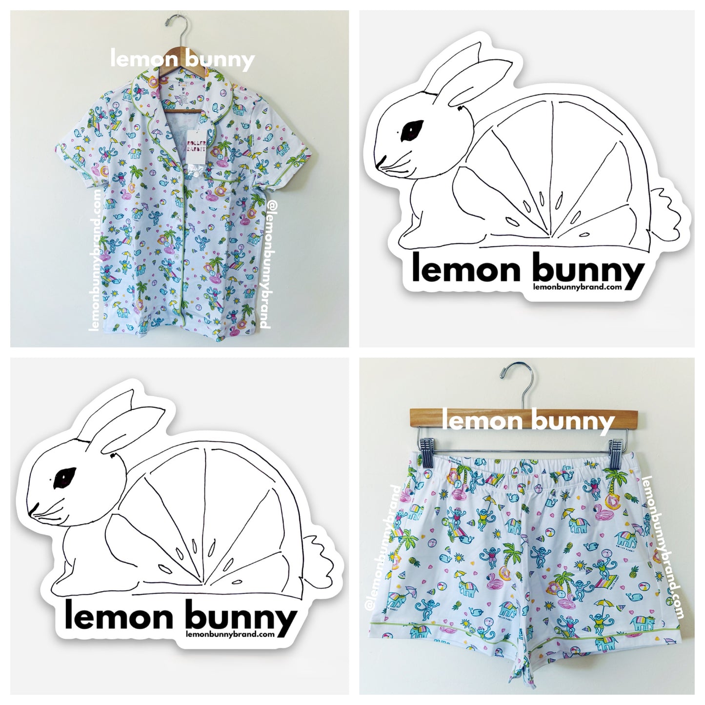 Roller Rabbit Pool Party Polo Pajamas in White, Size M (Version 1)