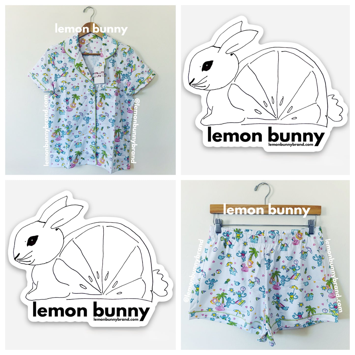 Roller Rabbit Pool Party Polo Pajamas in White, Size M (Version 2)