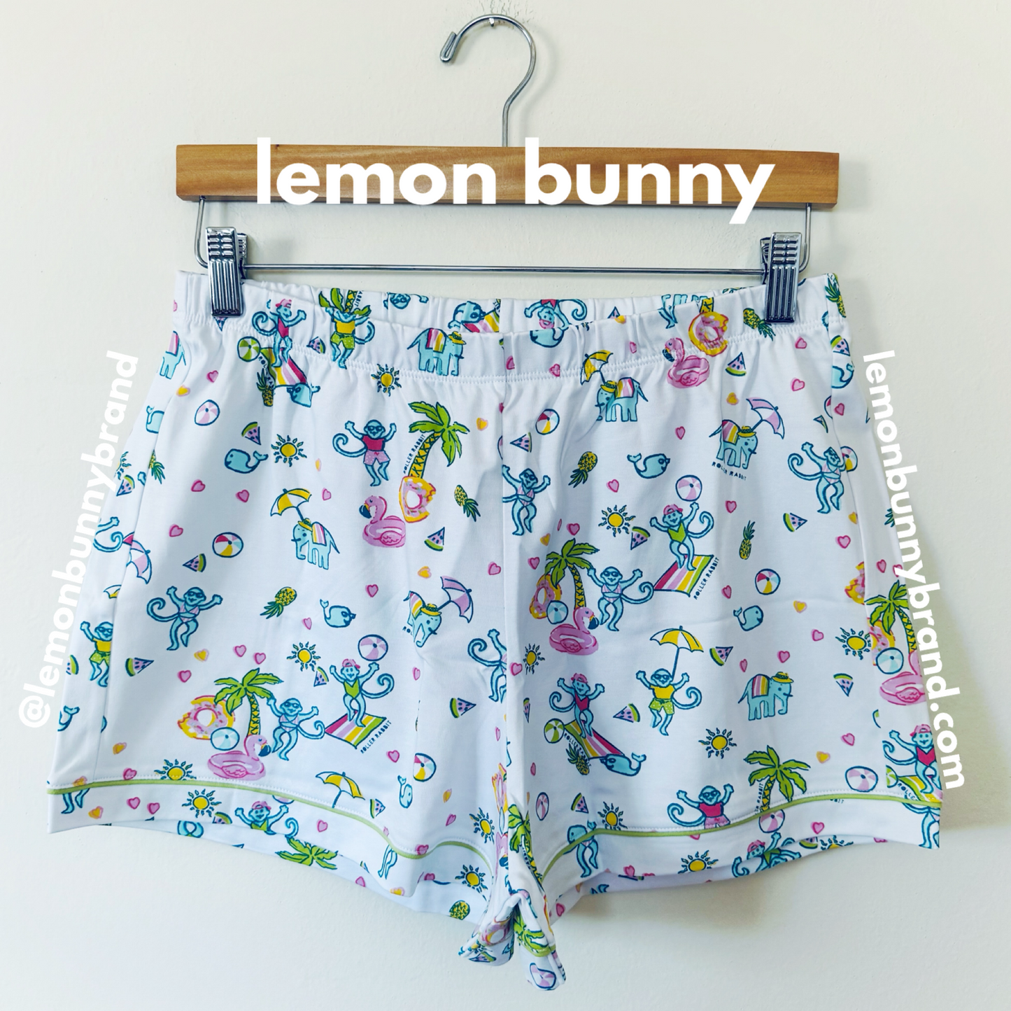 Roller Rabbit Pool Party Polo Pajamas in White, Size M (Version 2)