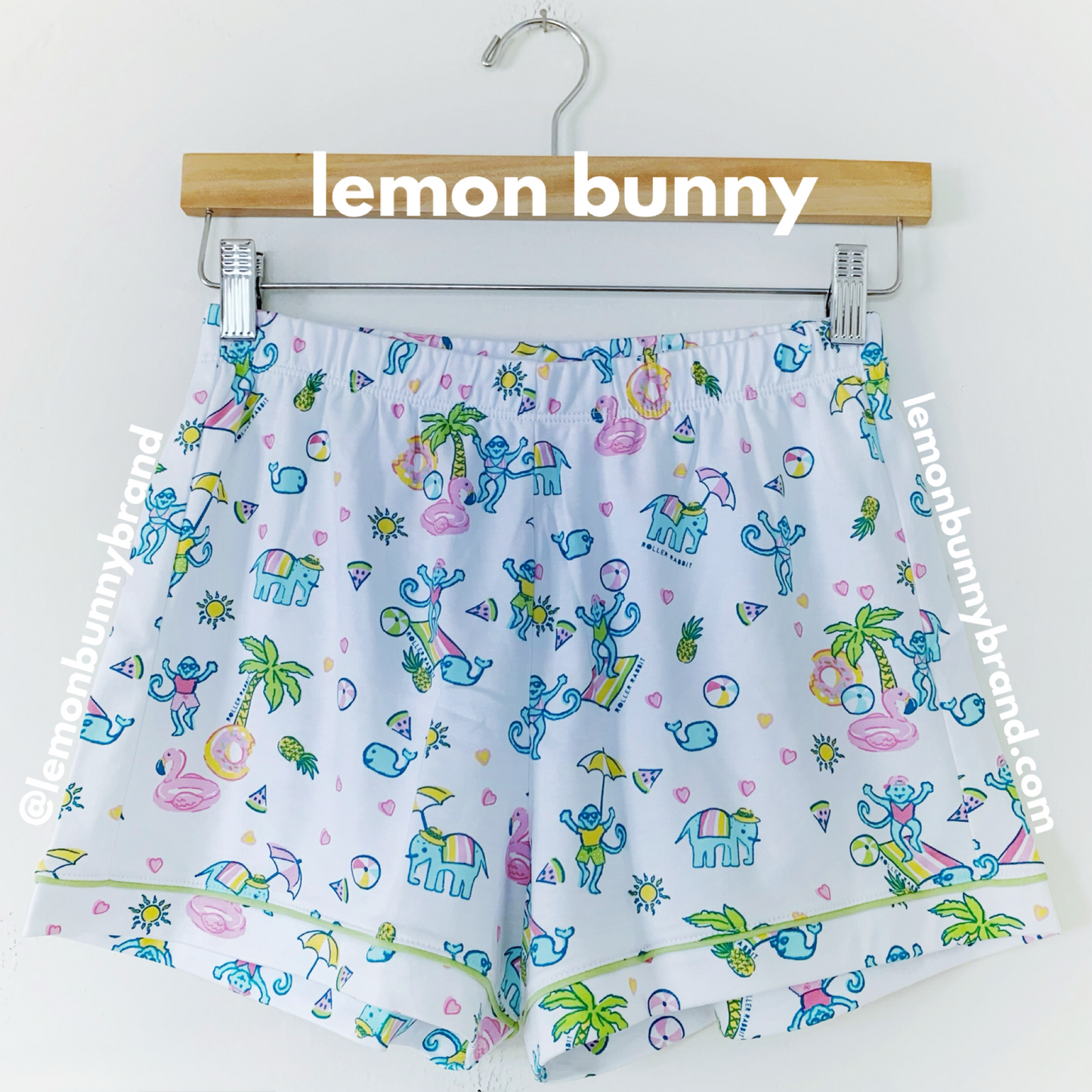 Roller Rabbit Pool Party Polo Pajamas in White, Size XS