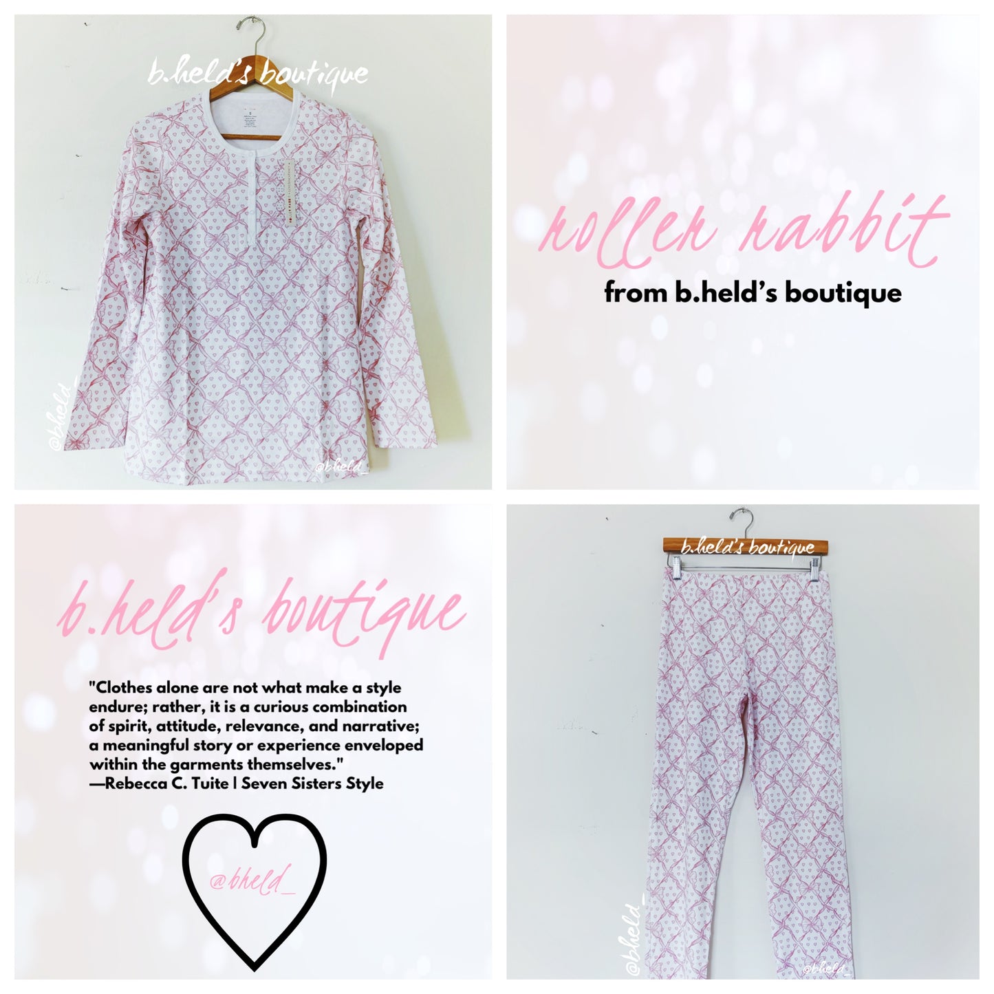 Roller Rabbit x LoveShackFancy Baby Bow Hearts Pajamas in Pink, Size S