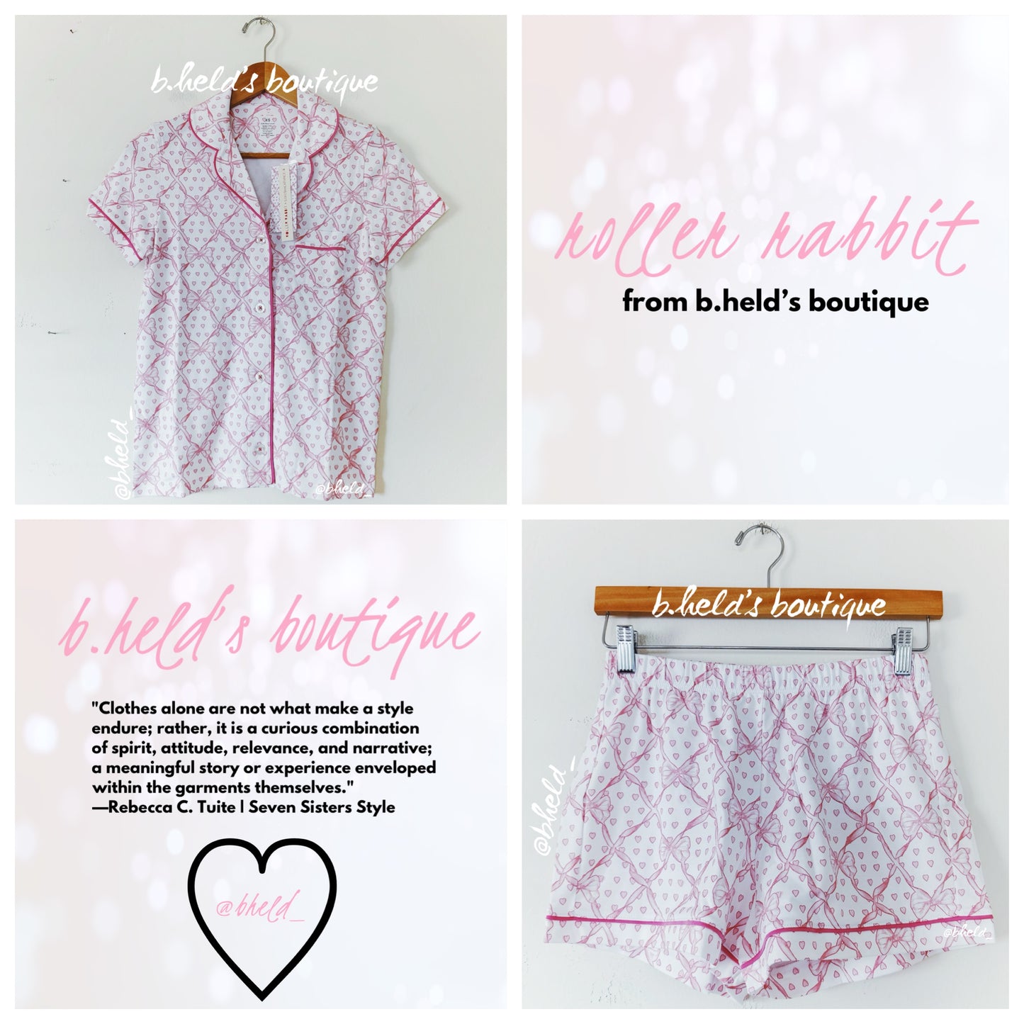 Roller Rabbit x LoveShackFancy Baby Bow Hearts Polo Pajamas in Pink, Size XS