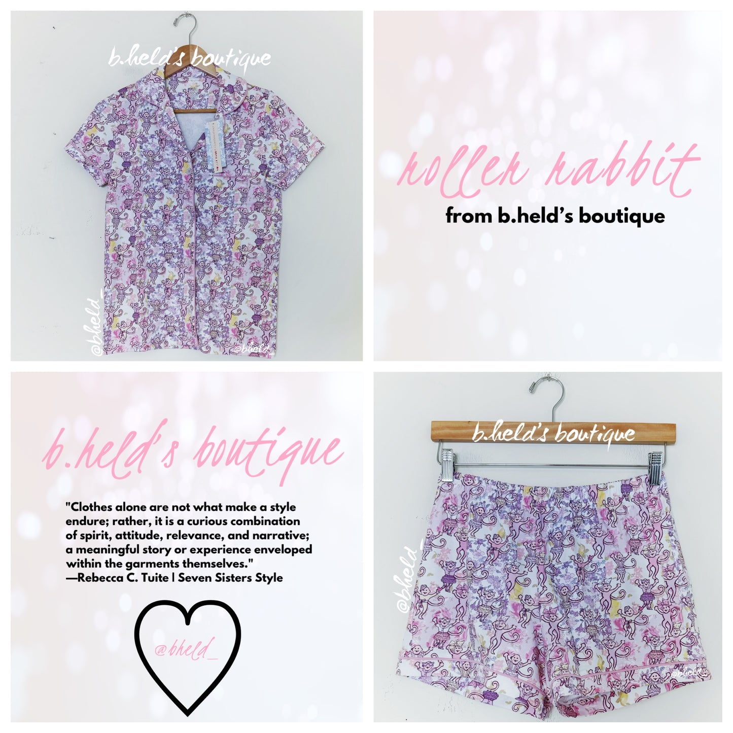 Roller Rabbit x LoveShackFancy Preppy Patchwork Polo Pajamas in Lilac Blush, Size XS