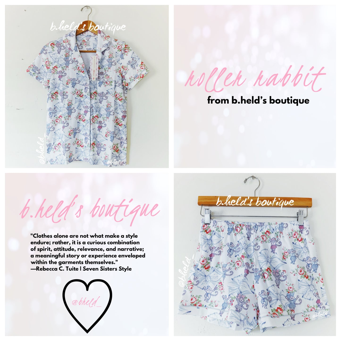 Roller Rabbit x LoveShackFancy Rosa Beaux Monkey Polo Pajamas in Pastel Blue, Size XS