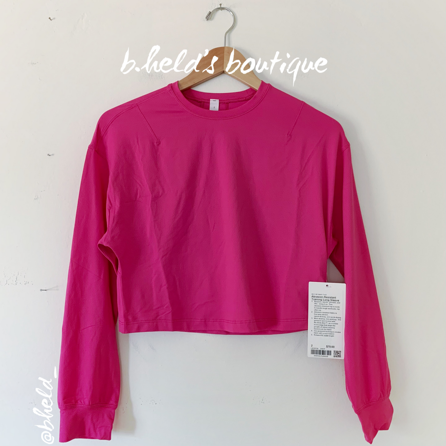 lululemon Abrasion-Resistant Training Long Sleeve Shirt in Sonic Pink, Size 2