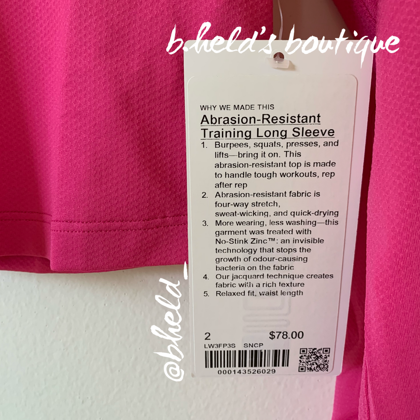 lululemon Abrasion-Resistant Training Long Sleeve Shirt in Sonic Pink, Size 2
