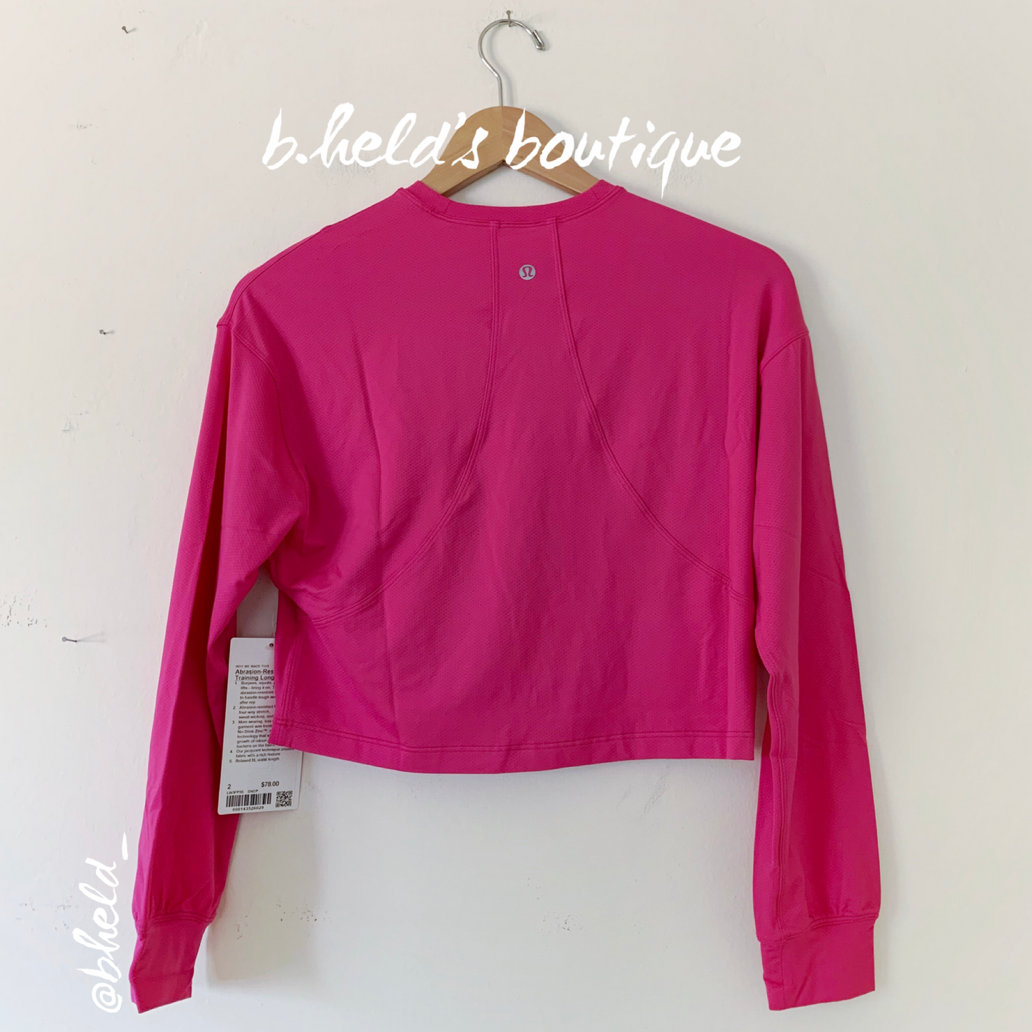 lululemon Abrasion-Resistant Training Long Sleeve Shirt in Sonic Pink, Size 2