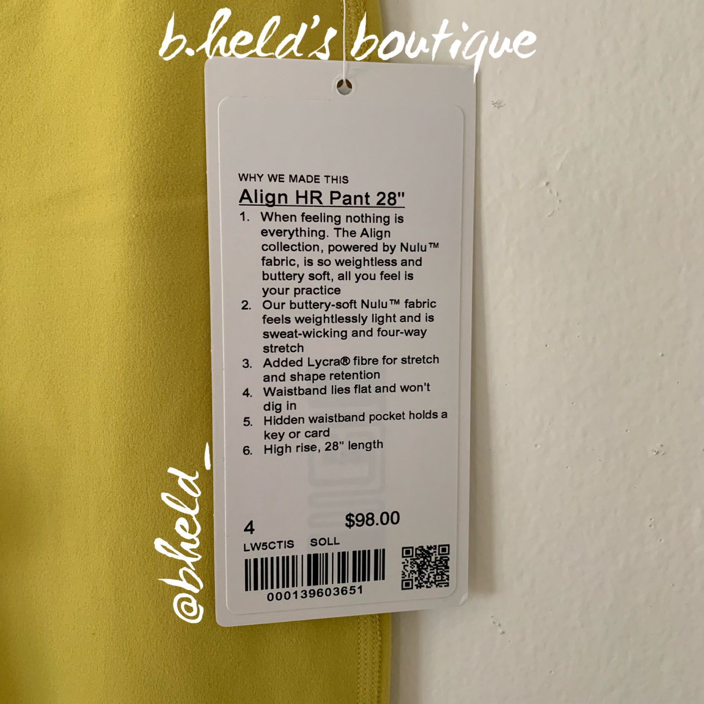 lululemon Align High-Rise Pant 28" in Soleil, Size 4 (Double-Lined)