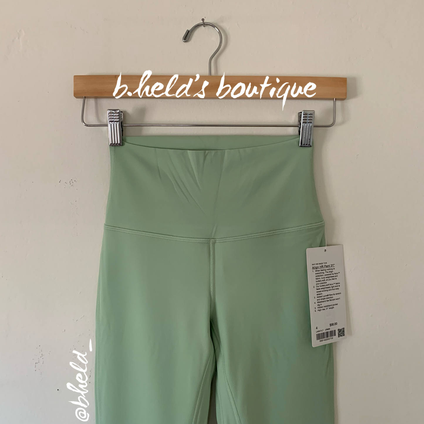lululemon Align High-Rise Pant 31" in Creamy Mint, Size 4 (Double-Lined)