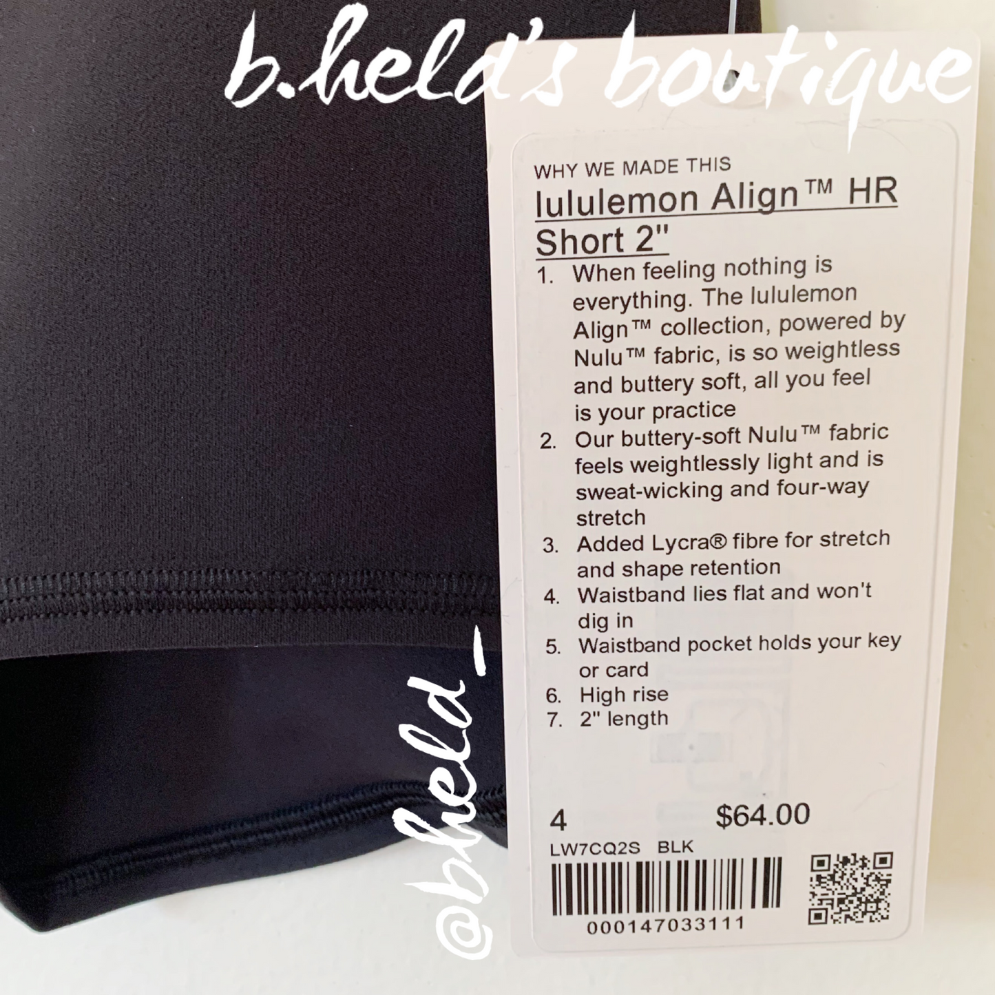 lululemon Align High-Rise Short 2" in Black, Size 4 (Single-Lined)