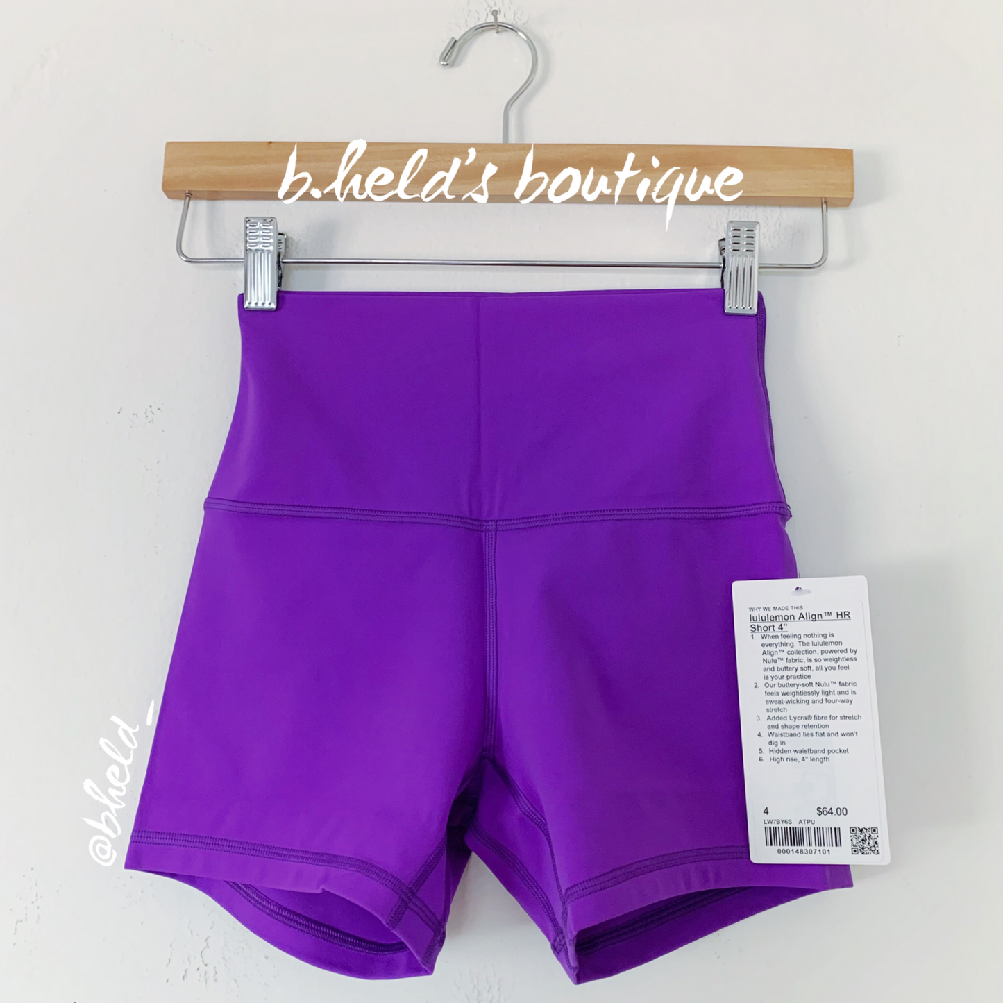 lululemon Align High-Rise Short 4" in Atomic Purple, Size 4 (Single-Lined)