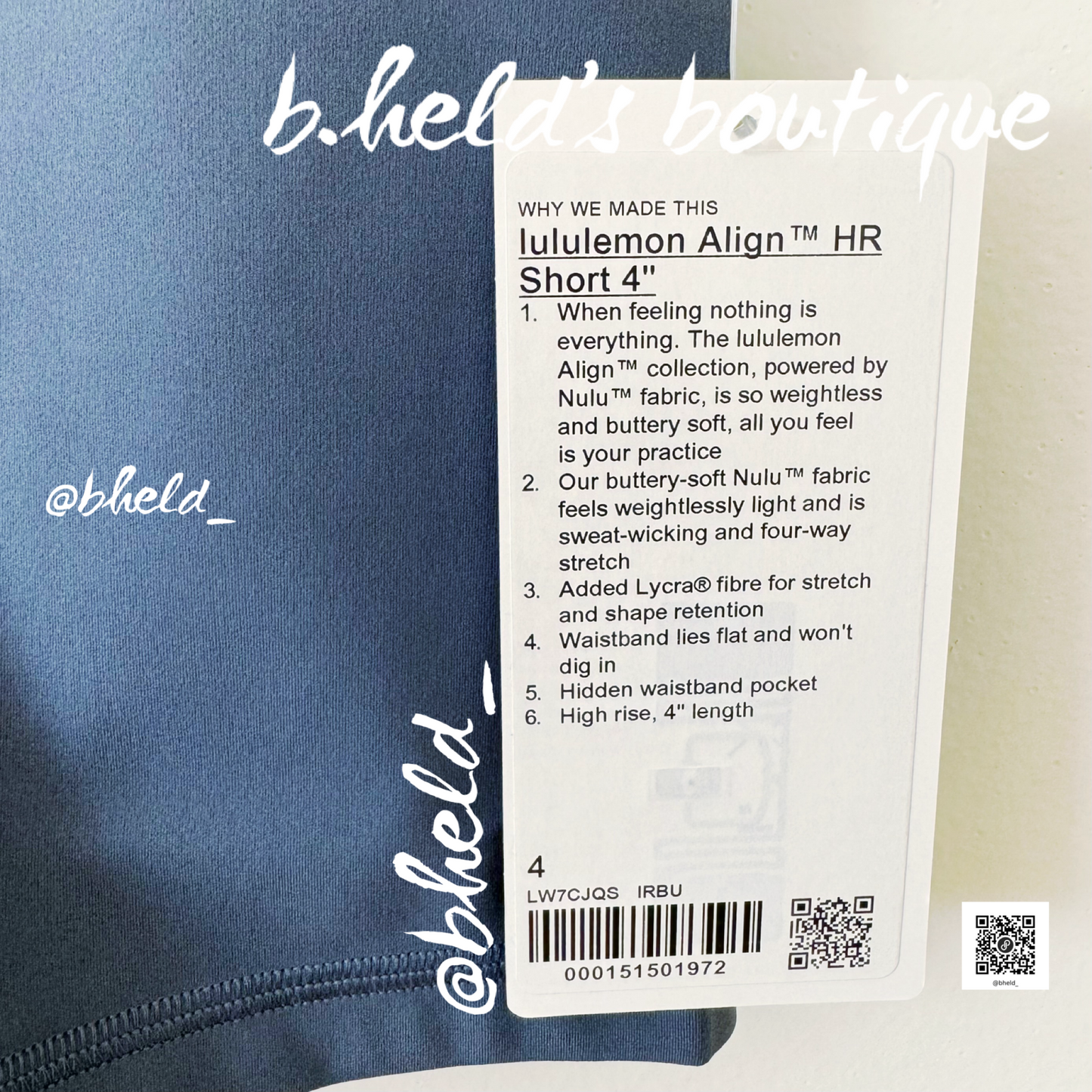 lululemon Align High-Rise Short 4" in Iron Blue, Size 4 (Single-Lined)
