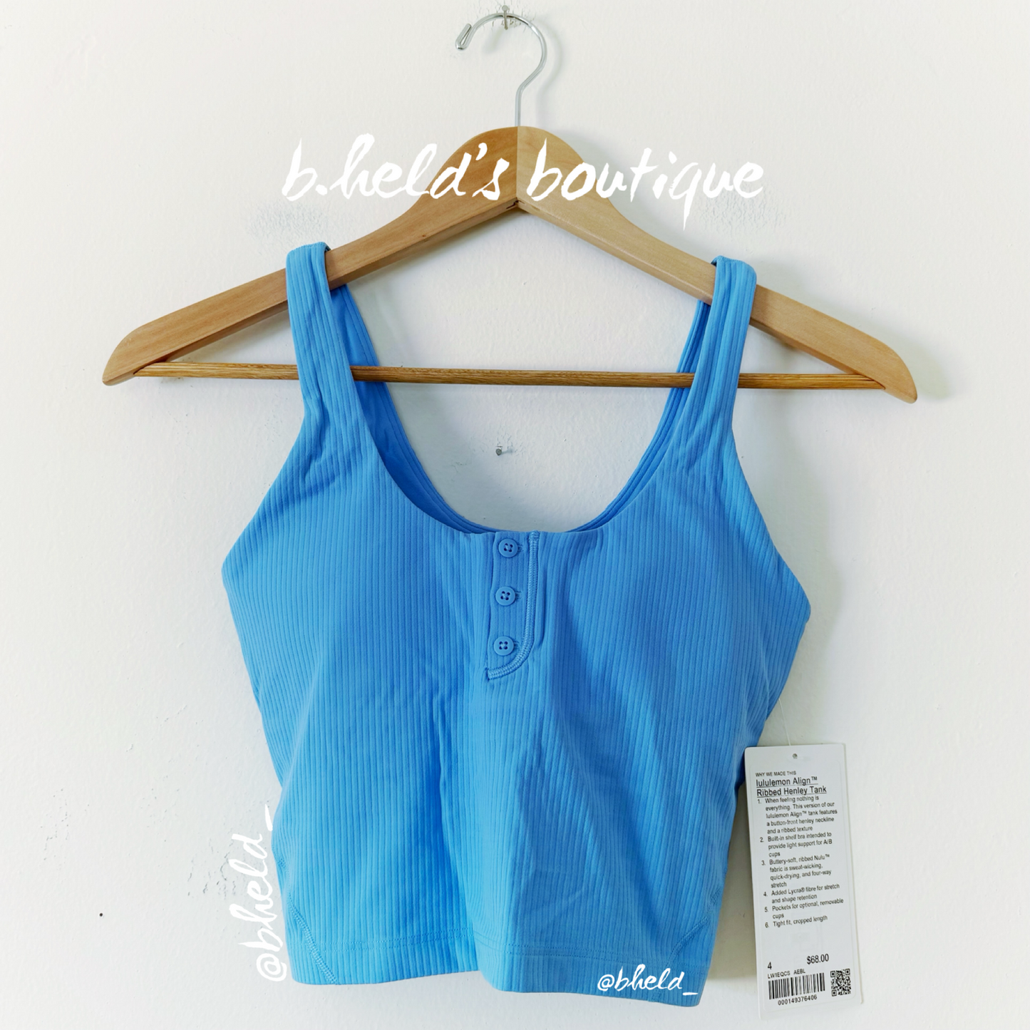 lululemon Align Ribbed Henley Tank Top in Aero Blue, Size 4