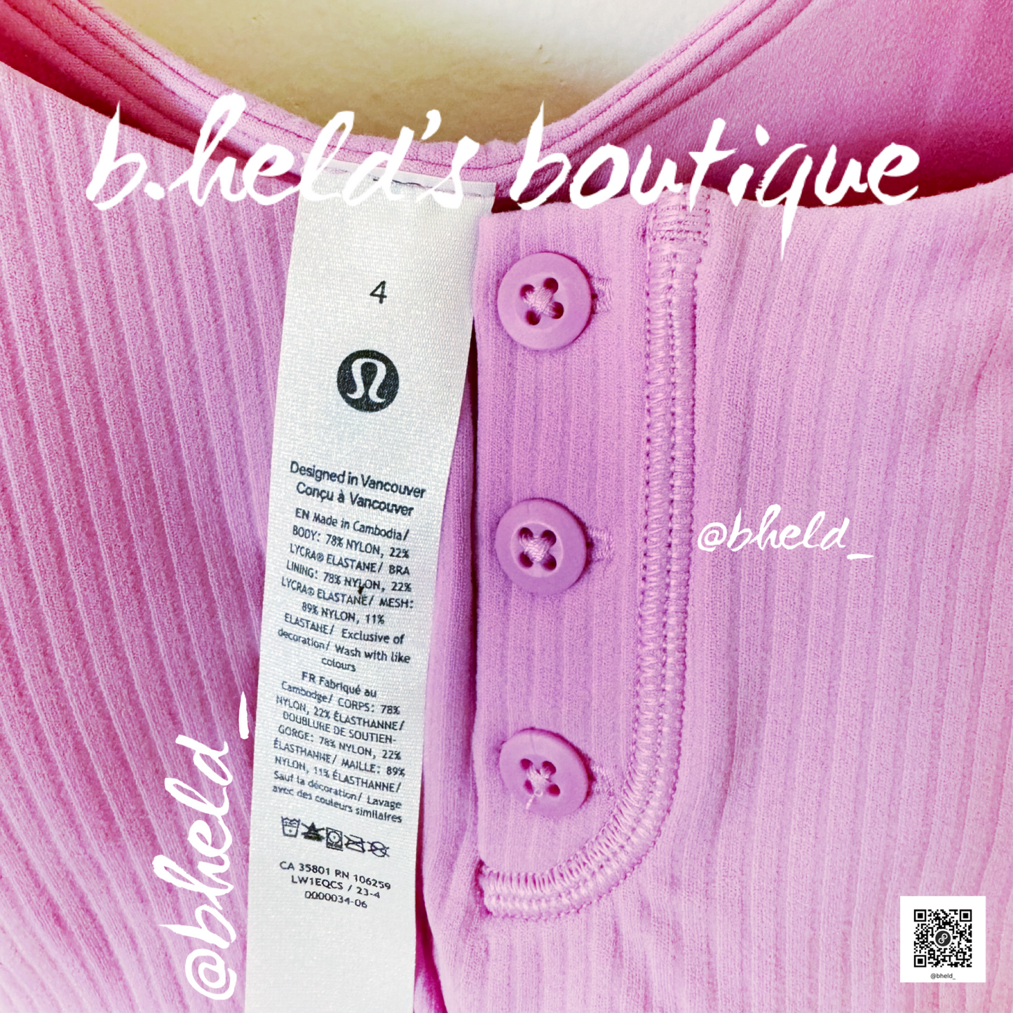 lululemon Align Ribbed Henley Tank Top in Dahlia Mauve, Size 4