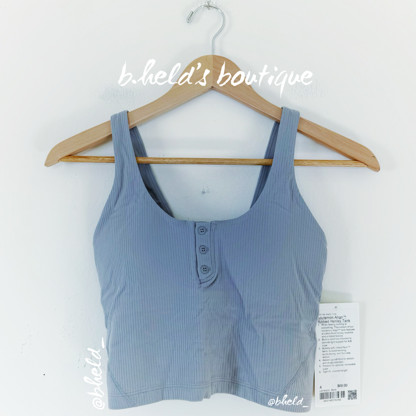 lululemon Align Ribbed Henley Tank Top in Rhino Grey, Size 4