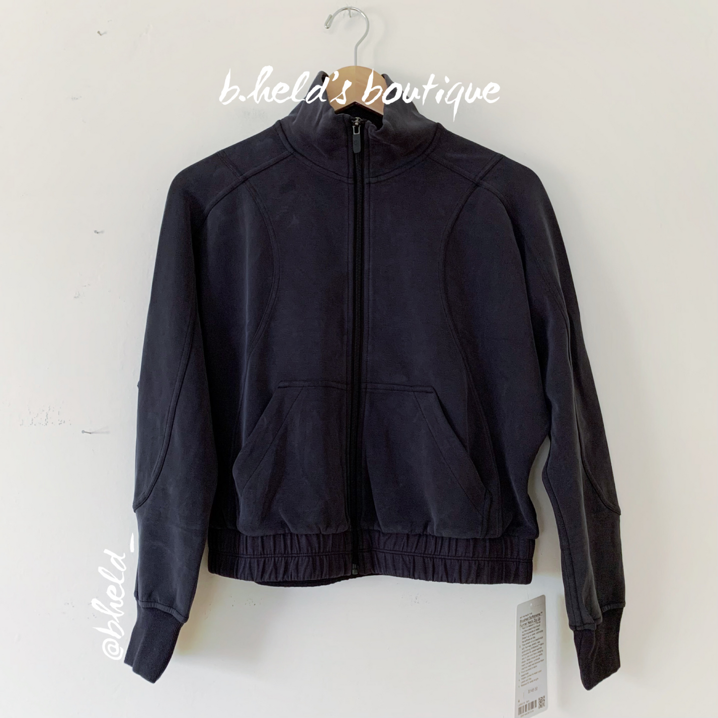 lululemon Brushed Softstreme Funnel-Neck Zip Up in Black, Size 4