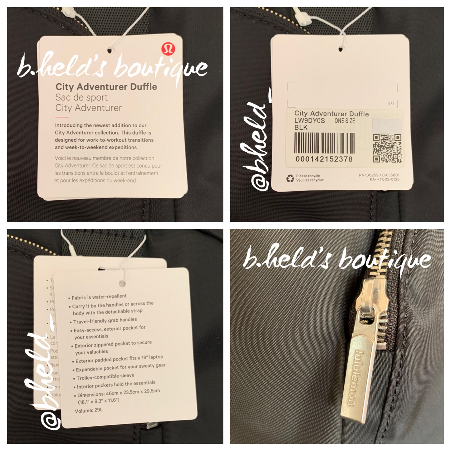 lululemon City Adventurer Large Duffle Bag (29 L) in Black, One Size