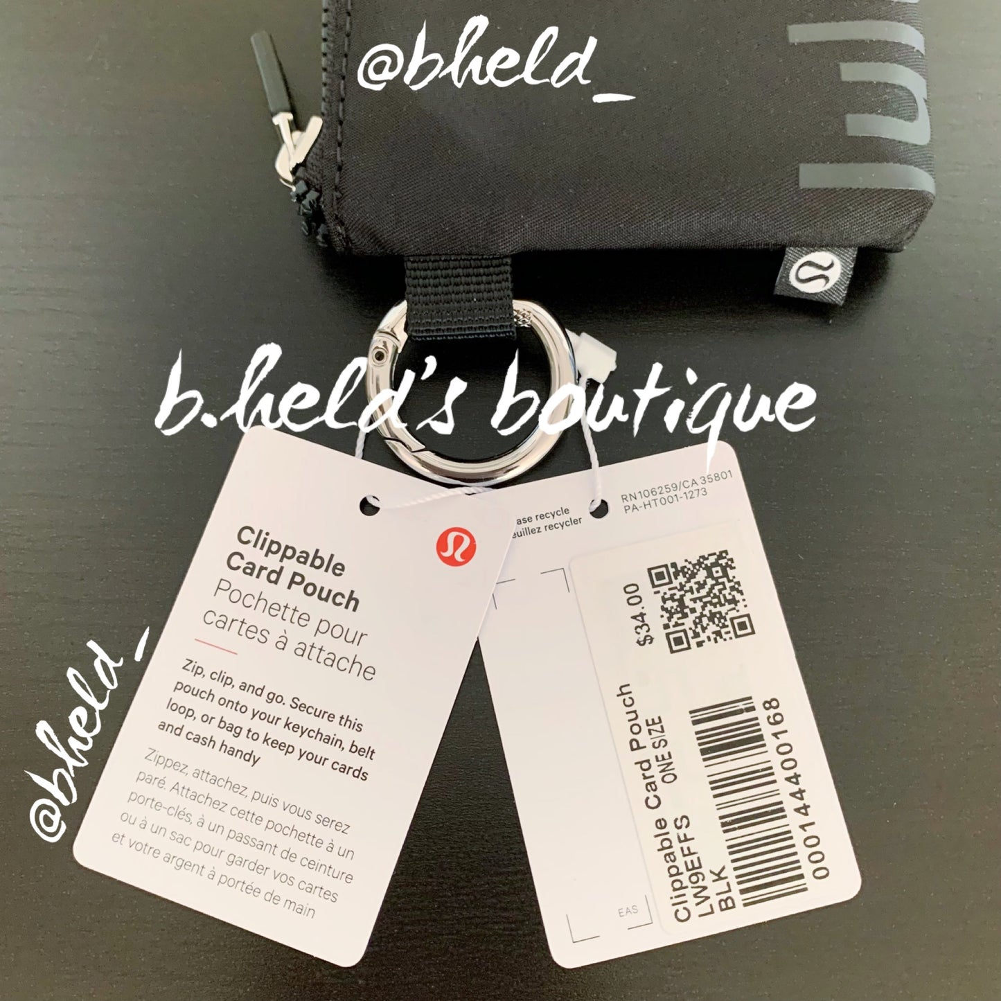 lululemon Clippable Card Pouch Wallet in Black, One Size