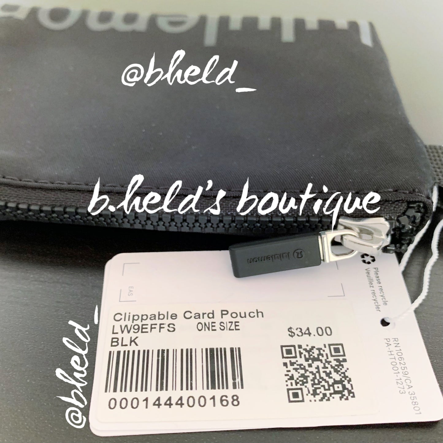 lululemon Clippable Card Pouch Wallet in Black, One Size
