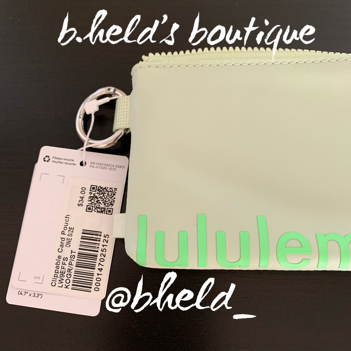 lululemon Clippable Card Pouch Wallet in Kohlrabi Green/Pistachio, One Size