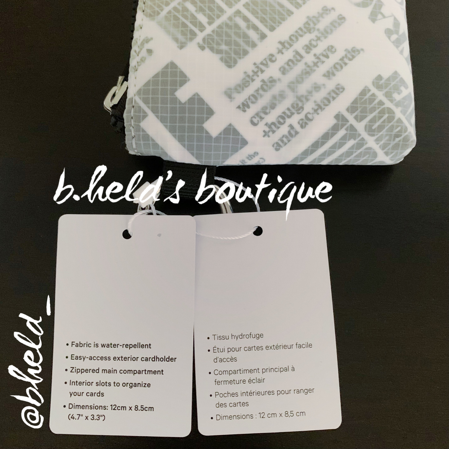 lululemon Clippable Card Pouch Wallet *Manifesto Print in White/Black, One Size