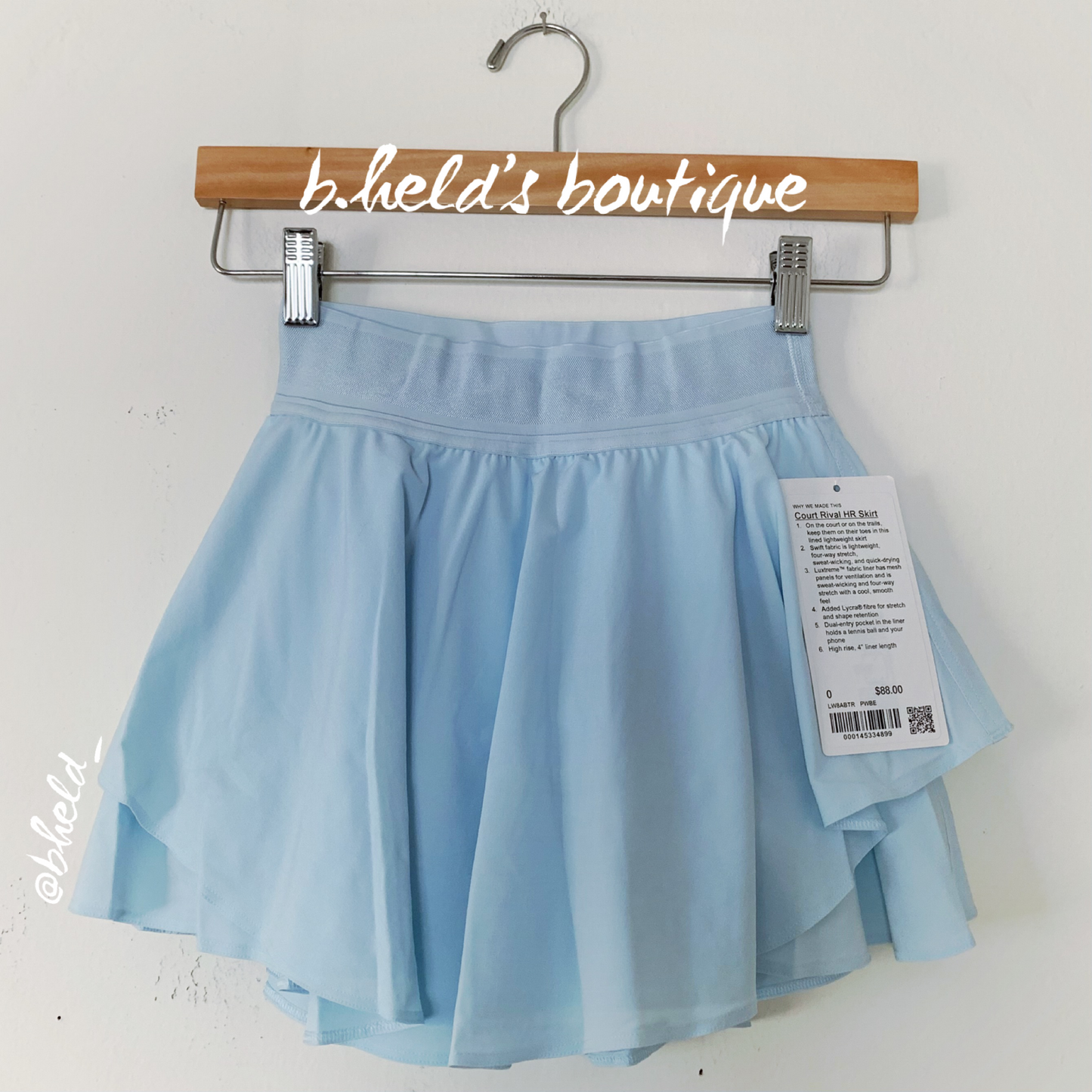 lululemon Court Rival High-Rise Skirt in Powder Blue, Size 0