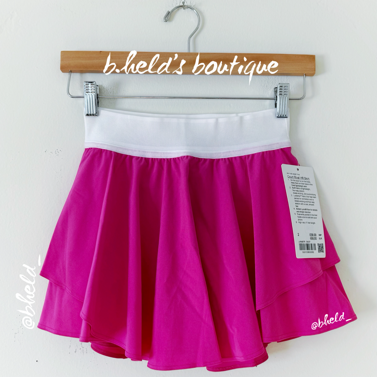 lululemon Court Rival High-Rise Skirt in Sonic Pink, Size 2