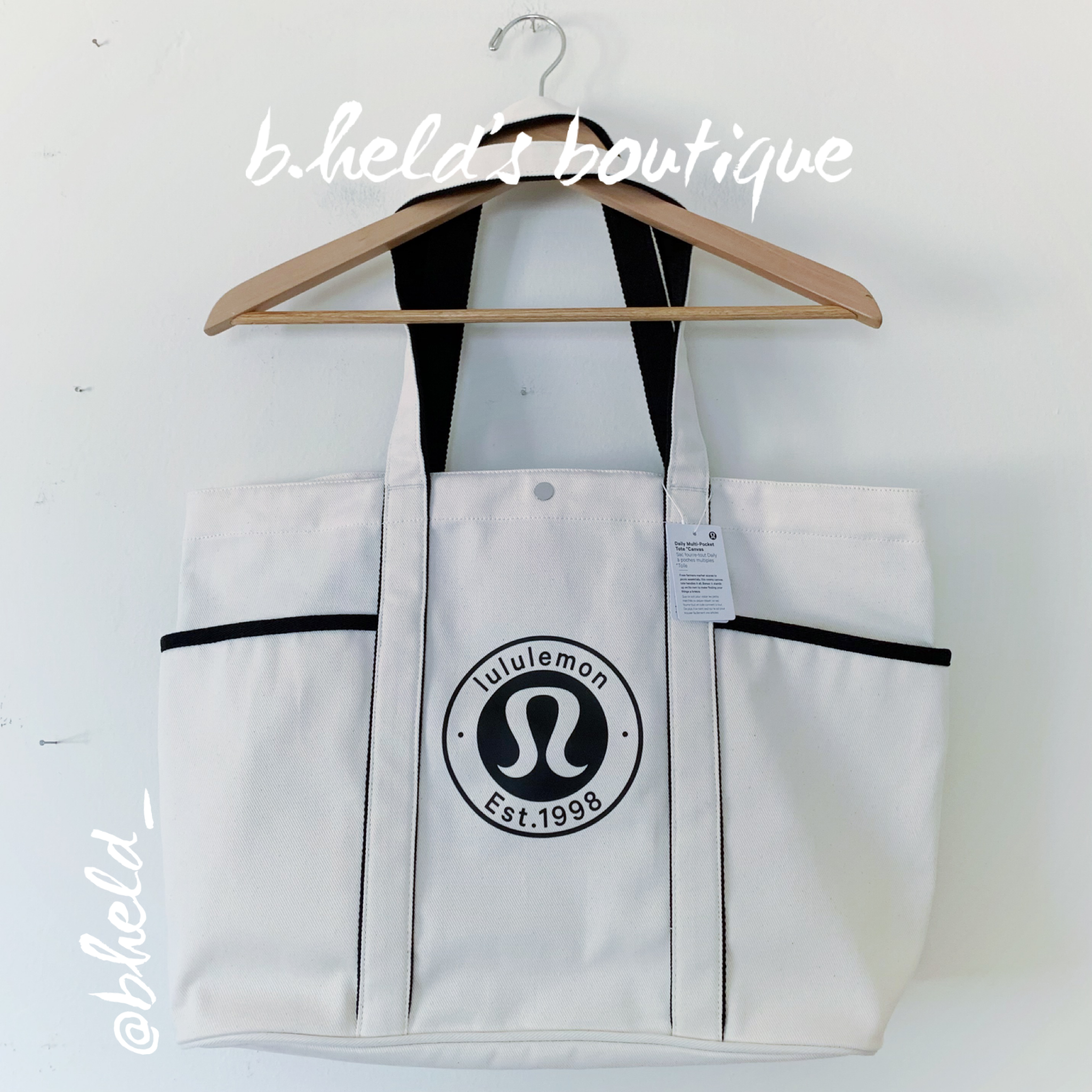 lululemon Daily Multi-Pocket Tote *Canvas Bag in Natural/Black, One Si lemon bunny lululemon Daily Multi-Pocket Tote *Canvas Bag in Natural/Black, One Si lemon bunny