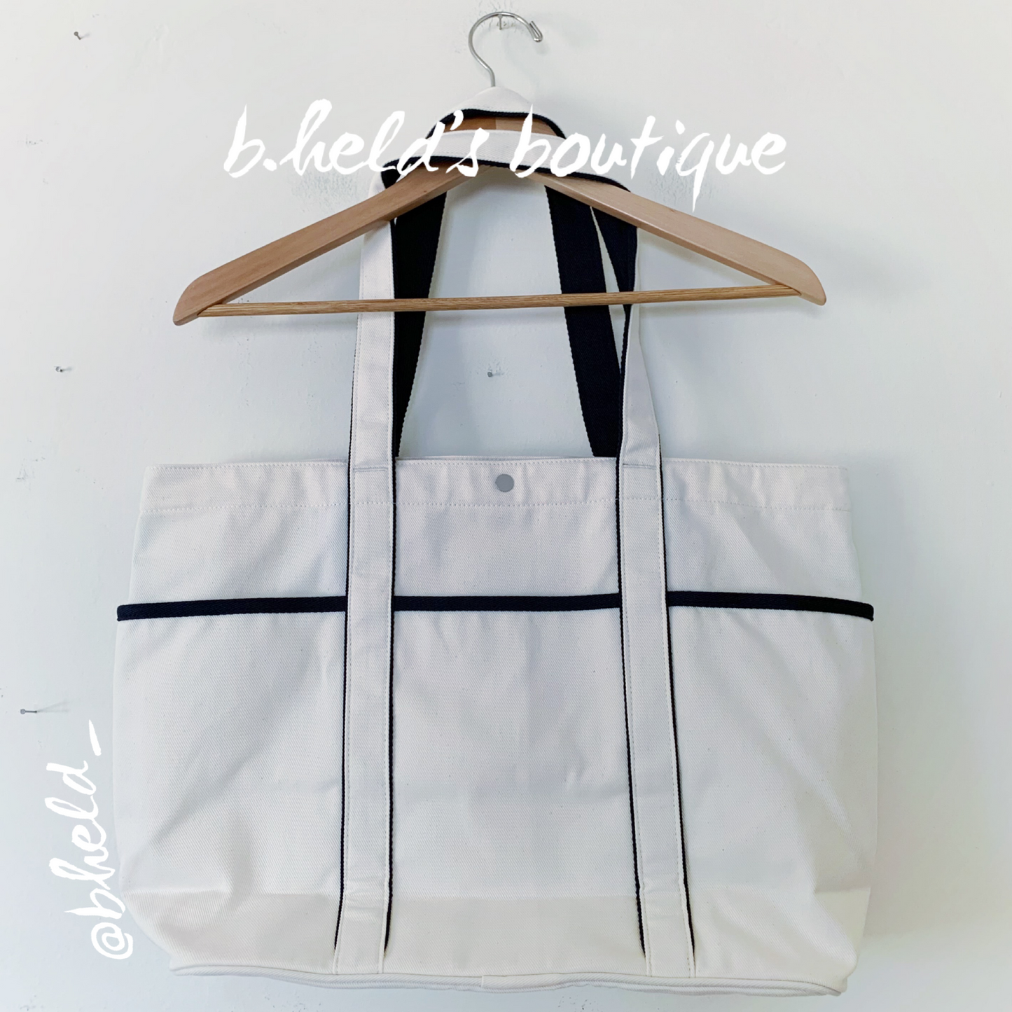 lululemon Daily Multi-Pocket Tote *Canvas Bag in Natural/True Navy, One Size