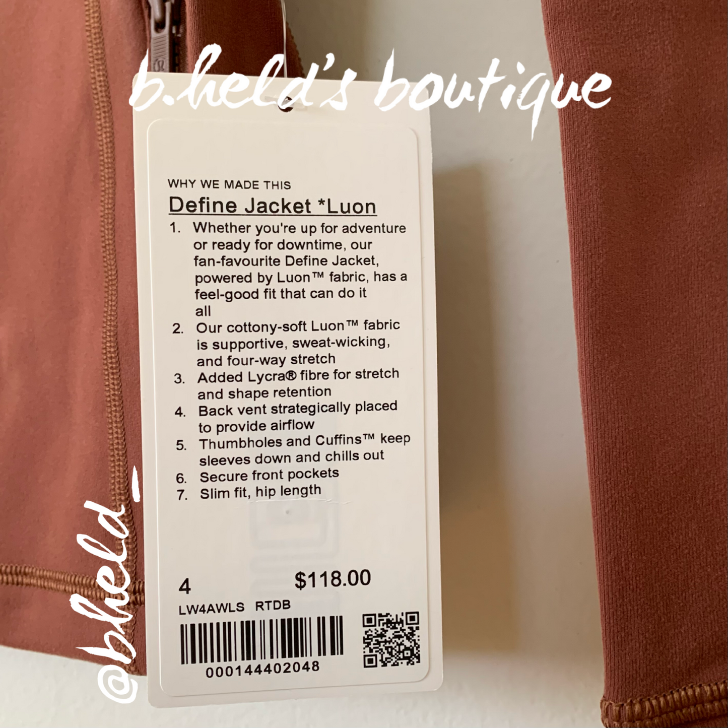 lululemon Define Jacket *Luon in Roasted Brown, Size 4