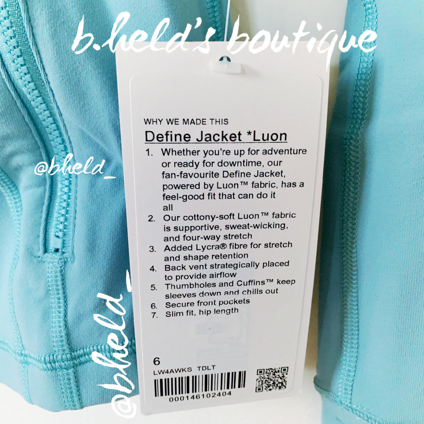 lululemon Define Jacket *Luon in Tidal Teal, Size 6