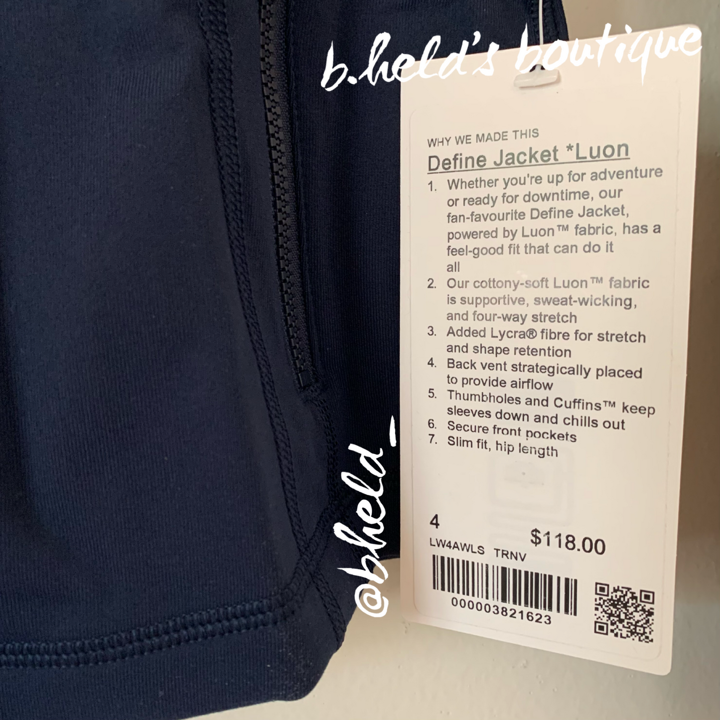 lululemon Define Jacket *Luon in True Navy, Size 4