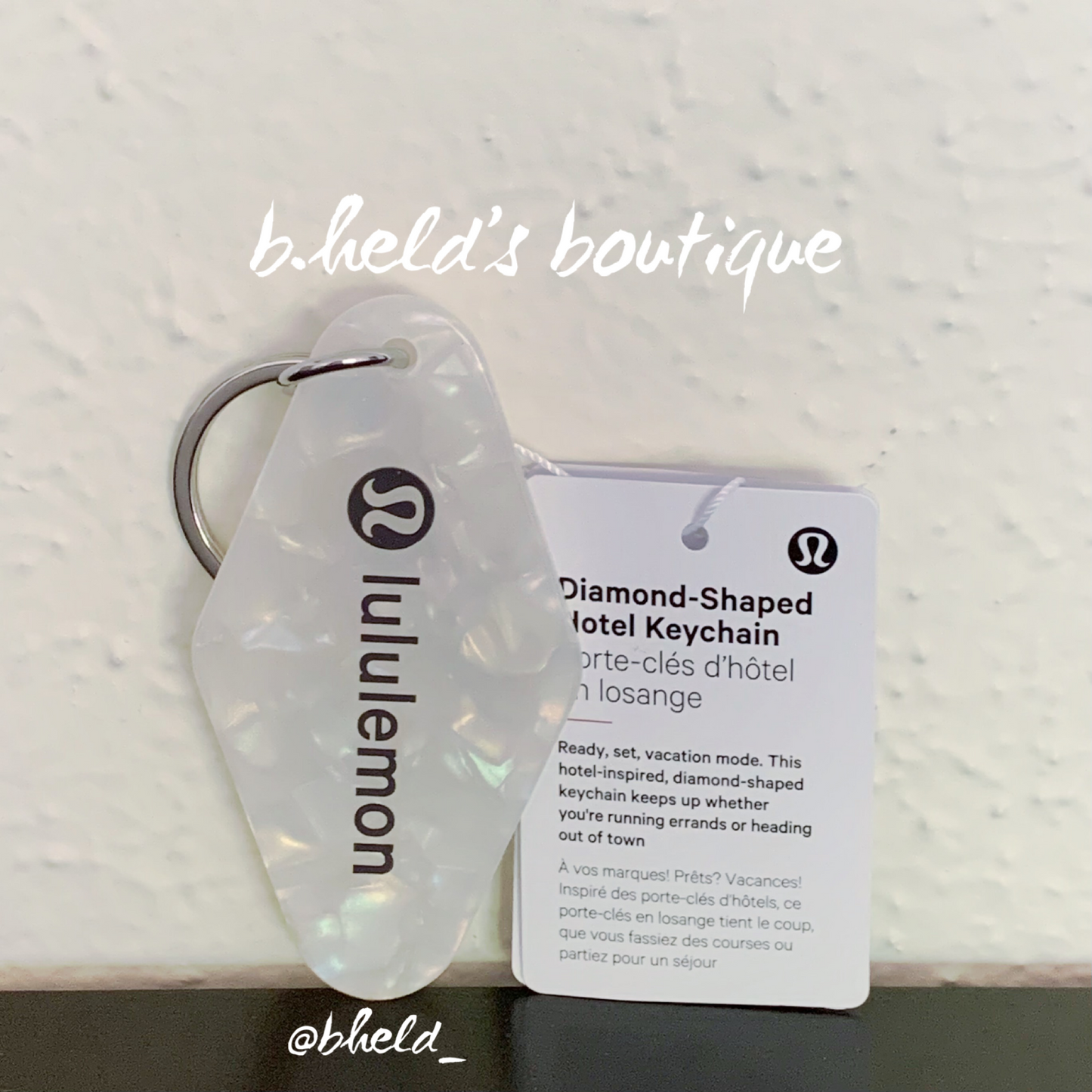 lululemon Diamond-Shaped Hotel Keychain in White Opal/Silverstone/Silver, One Size