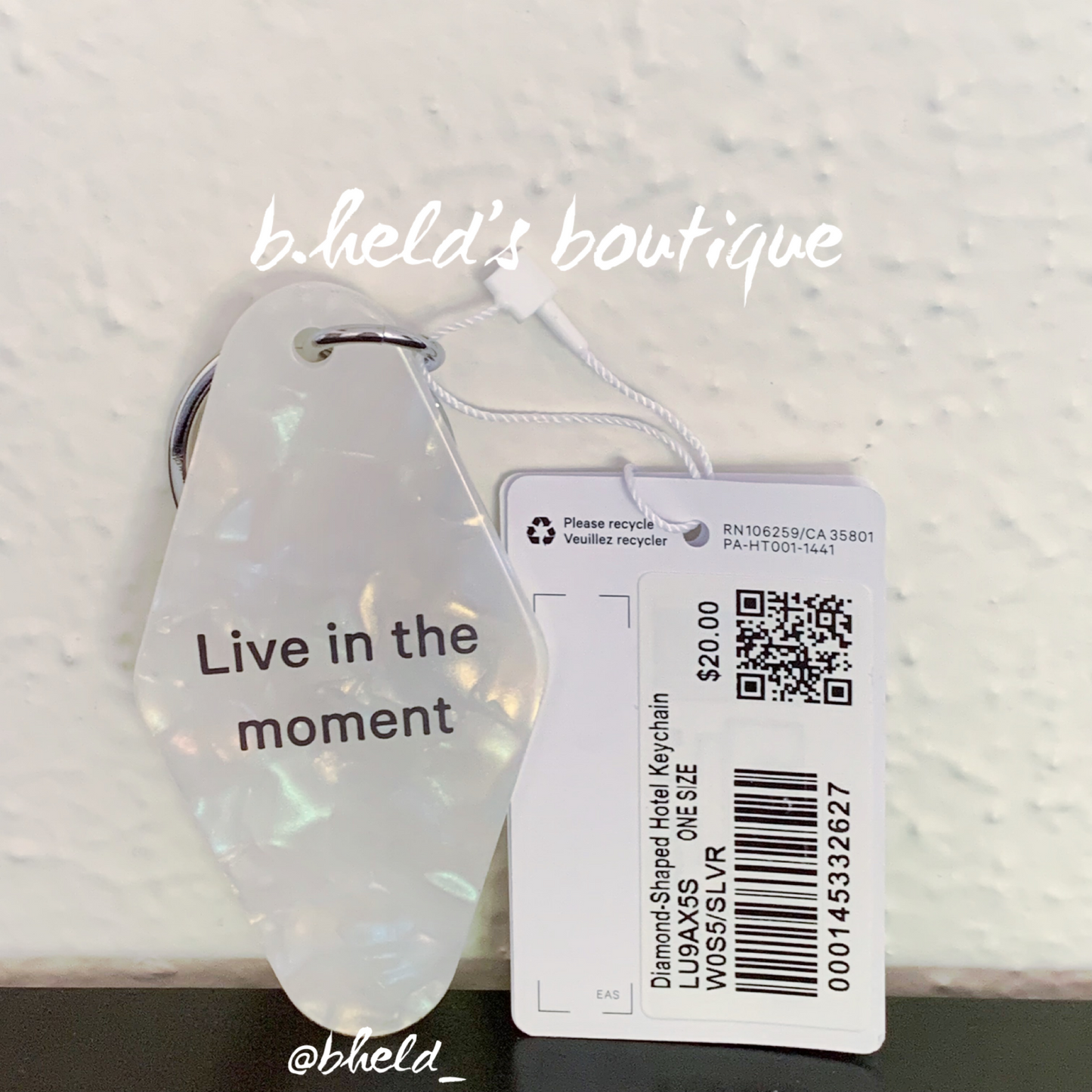 lululemon Diamond-Shaped Hotel Keychain in White Opal/Silverstone/Silver, One Size